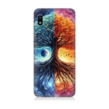 Samsung Galaxy A10 Uyumlu Hayat Ağacı Ve Gece Gündüz Desenli Silikon Kılıf Çok Renkli