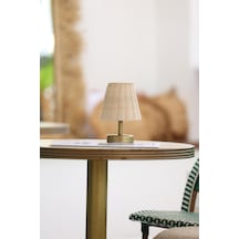 Rattan & Bambu Kablosuz Şarjlı Masa Lambası - Alt Eskitme Gold Eskitme Gold