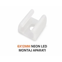 6x12mm Neon Led Sabitleme Montaj Aparatı Neon Şerit Led Montaj Aparatı Neon Tutma Aparatı 20 Adet Gri