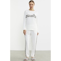 Sementa Leopar Çizgili Jogger Pijama Takım - Kemik Kemik