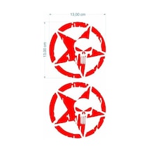 Army Yıldız Kuru Kafa 13 X 13 Cm Kırmızı Sticker 2 Li