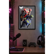 Yarış Motosikletleri Desenli Dekoratif Mdf Tablo, Çerçeve Görünümlü Ahşap Poster