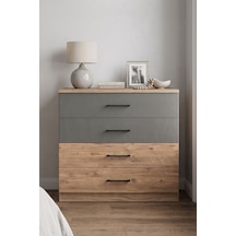 Letrina Modern 4 Çekmeceli Antrasit Ve Antik Çam Şifonyer Antik Çam Antrasit Letrina