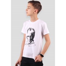 Erkek Çocuk Tisört Atatürk Baskili Beyaz (4-14 Yaş)