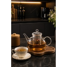 Porsima Lm-0111 Flora Borosilikat Cam Süzgeçli Demlik Bitki Çayı Demliği 1000ml