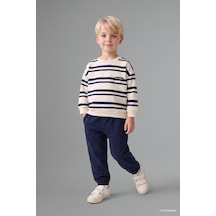 Defacto Çizgili Bisiklet Yaka Sweatshirt Üst Lastikli Paça Alt 2li Takım Erkek Bebek I0235a526aunv256 Lacivert-nv256
