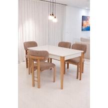 Paris Rodi Lak Panel Mutfak Masa Sandalye Takımı 80x130cm Krem