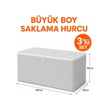 Hurç Seti Yorgan Hurcu 3 Lü Hurç Büyük Boy Battaniye Kıyafet Saklama Baza Altı Dolap İçi Organizer Gri