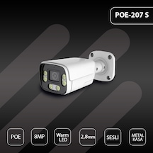 Hs Ip-207s 8mp 4k Poe 2.8mm Warm Led Metal Bullet Güvenlik Kamera