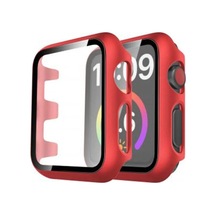 Apple Watch 41mm Camlı Kasa Ekran Koruyucu - Kırmızı
