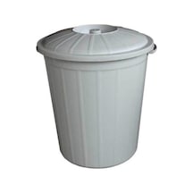 Plastikap Kapaklı Kova 50 Litre Gri Ahşap