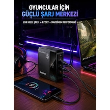 4 Girişli Hızlı Şarj Destekli Masaüstü Şarj İstasyonu
