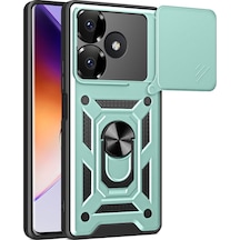 Xiaomi Redmi 13 4g Uyumlu Kılıf Pars Lens Yüzüklü Silikon - Yeşil