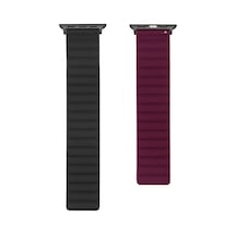 Watch 44mm Uyumlu Krd-52 Zore Kordon-siyah-kırmızı