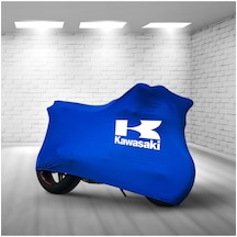 Kawasaki Ninja 400 Mavi Kumaş Motosiklet Brandası Logo Baskılı Penye Kumaş Motosiklet Branda