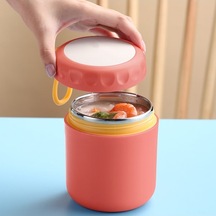 Novahub 304 Paslanmaz Çelik & Pp Malzemeden Yapılmış Taşınabilir Termos Çorba Kasesi - Mikrodalgada Isıtılabilir Pembe/ Pembe