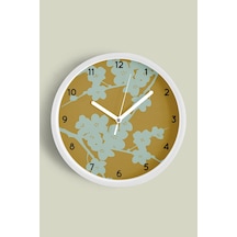 Soyut Çiçekler Modern Tasarım Duvar Saati - 30cm - Önü Camlı Beyaz Kasa - Sessiz Mekanizma-jh0350 Beyaz
