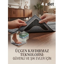 4'lü Set Üçgen Halı Kaydırmaz Ped - Yıkanabilir Halı Tutucu Sabitleyici Köşe Pedi