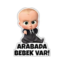 Patron Bebek Arabada Bebek Var Sticker 15x20 Cm Su Geçirmez Yüksek Çözünürlüklü Araba Sticker