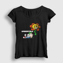 Presmono Kadın Flowey Undertale T-shirt Siyah