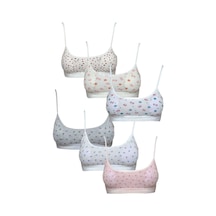 Pedli Ip Askılı Yarım Atlet Desenli Büstiyer 6 Lı Set 2 Çok Renkli