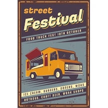 Sokak Festivali Retro Vintage Ahşap Poster