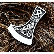 Çift Taraflı Kullanım Viking Kolye / Viking Kurt Balta Kolye Gümüş