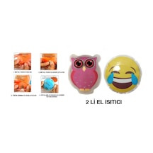 Gülen Emoji Pembe Baykuş Cep Sobası,el Isıtıcı,2 Adet Sıcak Su To
