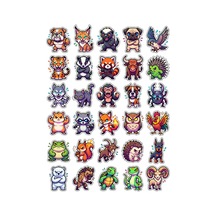 30 Adet Kızgın Chibi Hayvanlar Sticker Seti - Laptop Defter Telefon İçin Çok Renkli