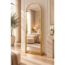 Boy Aynası Gold Metal Çerçeveli Ayarlanabilir Ayaklıdekoratif Ayna 60x190 Cm Altın