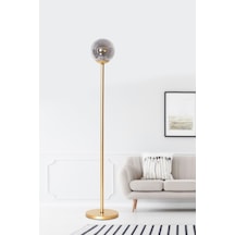 Luzarana Glob Sarı Metal Gövde Füme Camlı Tasarım Lüx Yerden Aydınlat...