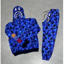 Tarzyeri Unisex Pubg Bape X Shark Eşofman Takımı - Mavi 001