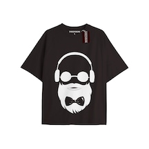Hediye Paketi Unisex Oversize Yazılı Tshirt Siyah Siyah