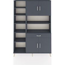 Arges Dolap 10 Raflı Tek Çekmeceli 4 Kapaklı 132x30x195 Antrasit-antrasit/antrasit Antrasıt/antrasıt