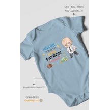 Morivokids Küçük Olabilirim Ama Patron Benim Kısa Kollu Bebek Body Bebe Mavisi
