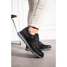 Albishoes Erkek Hakiki Deri Kaymaz Taban Suya Dayanıklı Kışlık Outdoor Anatomik Trekking Ayakkabı Siyah