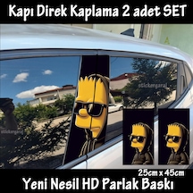 Çizgi Film Gözlüklü Folyo - 2kapı İçin 2adet Sticker Kaplama - Tuning Modifiye
