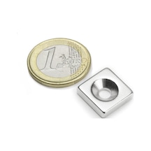 15X15X4X5 Vida Atılabilir Köşeli Havşa Delikli Neodyum Mıknatıs N11.2595