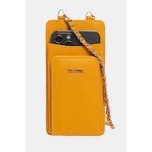 Grande 2783 Hakiki Deri Cüzdan Özellikli Fermuarlı Kadın Telefon Çantası Flother Sarı