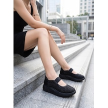 Nesilshoes Nesil Shoes Conf 212 Siyah Taşlı Anatomik Kadın Sneakers