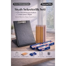 Siyah Sekreterlik Seti + 12 Li Ösym Kurşun Kalem + 3 Sınav Silgisi Sınav Hazırlık Seti