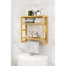 Digithome Bambu Mini 8 Form Organizer Mutfak Ve Banyo Düzenleyici Askılı Duvar Rafı Havluluk Db-0028 Kahverengi