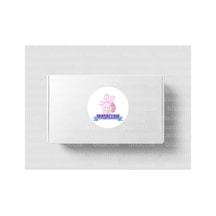Pembe Maşallah Etiketi Nazar Değmesin Sevimli Yuvarlak Mat Sticker Bebek Partisi 4 Cm 90 Adet Çok Renkli