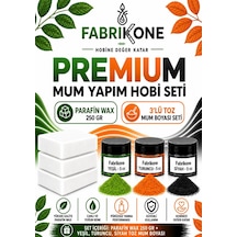 Premium Mum Yapım Hobi Seti - Parafin Wax 250 Gr - 3'lü Toz Mum Boyası Seti - Yeşil, Turuncu, Siyah Bkfabpw2503yts Karışık