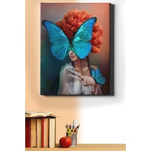 Webstyle Sayılarla Boyama Seti Kasnaklı Mavi Kelebek Ve Kızıl Kadın 50 X 65 Cm