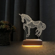 3D Masa Lambası Çocuk Odası Unicorn At Tasarım Gece Lambası
