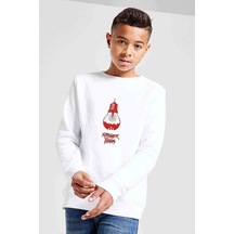 Tshirthane Stranger Things Ampul Baskılı Unisex Çocuk Beyaz Sweatshirt Beyaz