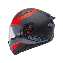 Nukro B-506 Stars Güneş Vizörlü Kapalı Motosiklet Kaskı Siyah - Kırmızı