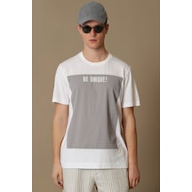 Lufian Erkek Rıchard Modern Grafik T-Shirt 111020168 Beyaz