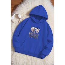 Uyguntarz New York Baskılı Oversize Sweatshirt Mavi